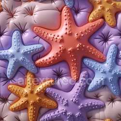 seamless Seamless 3D Inflated PBR Texture Featuring Colorful Puffy Starfish on Quilted Background texture 8k free download PBR