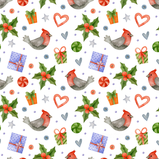 Watercolor Christmas Pattern Texture with Festive Icons Watercolor Christmas texture preview