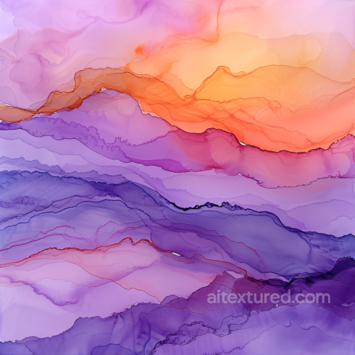 Alcohol Ink PBR Texture Featuring Fluid Purple and Orange Waves texture preview