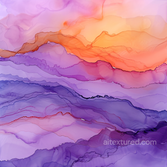 Alcohol Ink PBR Texture Featuring Fluid Purple and Orange Waves Alcohol ink texture preview