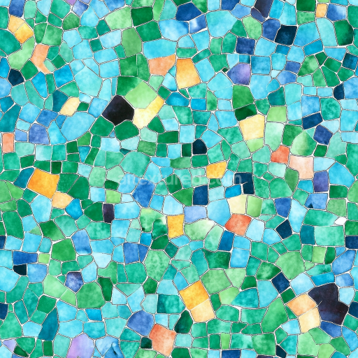 Seamless 3D PBR Texture of Colorful Irregular Ceramic Mosaic Tiles with Matte Finish texture preview
