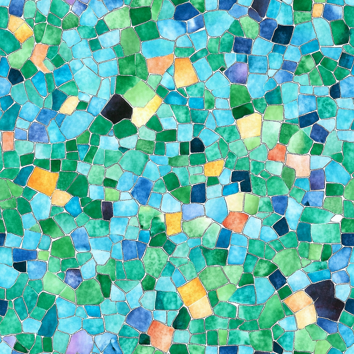 Colorful Irregular Ceramic Mosaic Tiles with Matte Finish seamless PBR texture preview