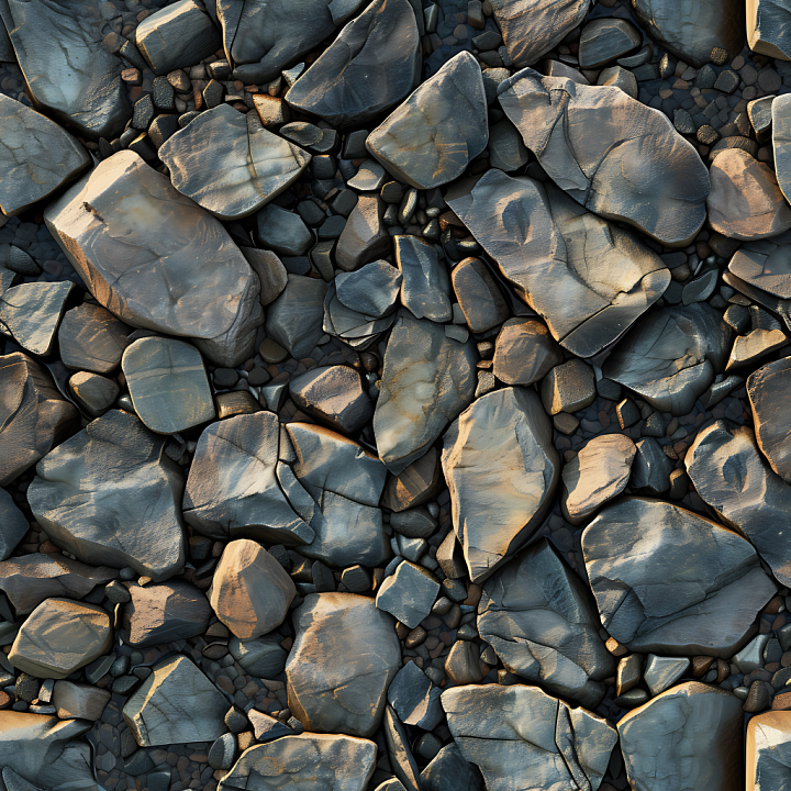 Slate Stone Ground with Weathered Smooth Rocks seamless PBR texture preview