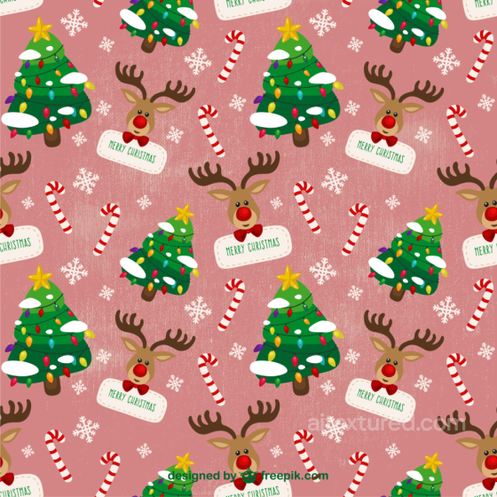 Christmas Digital Paper Texture with Reindeer and Festive Icons All Christmas Digital paper texture preview
