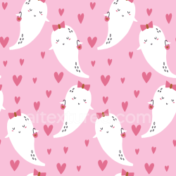 seamless Seamless 3D PBR Baby Girl Fabric Texture with Cute Ghosts and Hearts texture 8k free download PBR