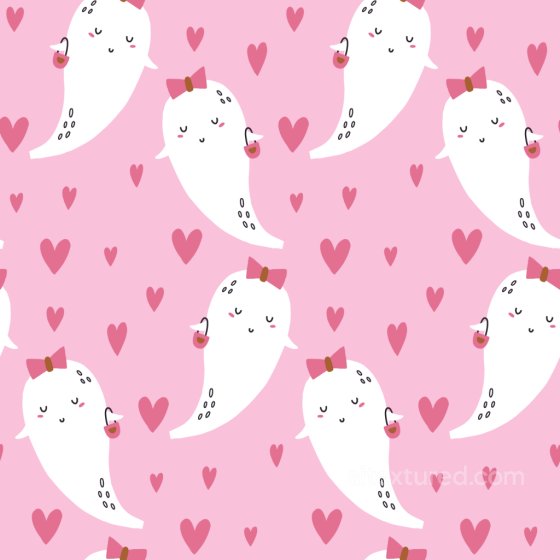 Baby Girl Fabric Texture with Cute Ghosts and Hearts Baby girl texture preview