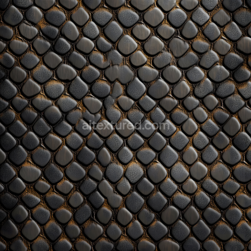 Seamless 3D PBR reptilian skin texture featuring detailed embossed black scales and micro bumps