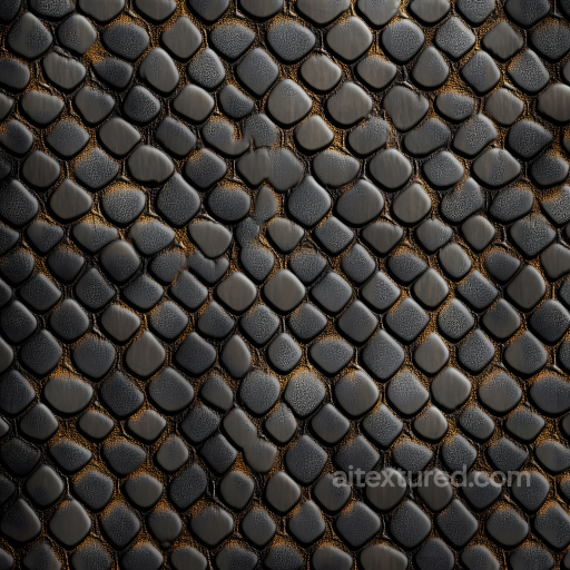 Reptilian Skin Texture Featuring Detailed Embossed Black Scales And Micro Bumps seamless Skin PBR texture