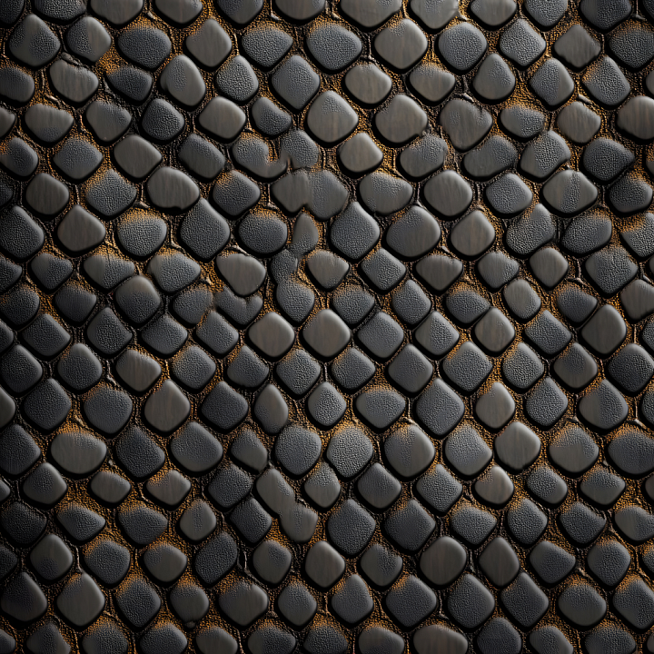 Reptilian Skin Featuring Detailed Embossed Black Scales And Micro Bumps seamless PBR texture preview