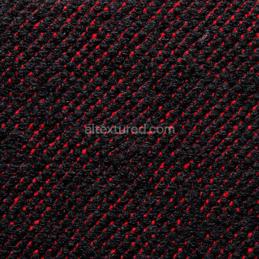 Seamless 3D Felt PBR Texture Featuring Dense Black Base with Scattered Red Fibers