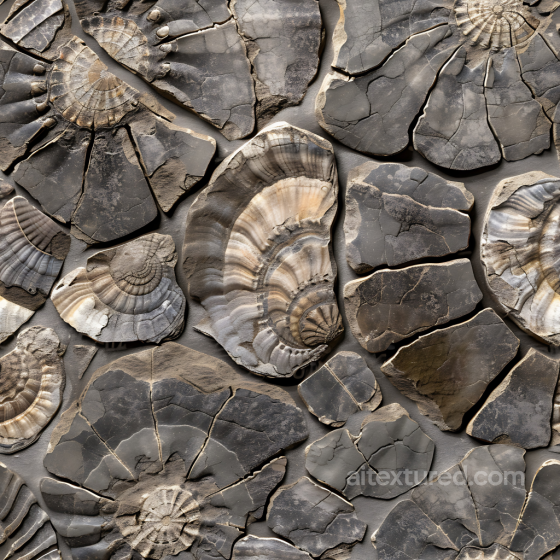 Fossilized Stone Rock PBR Texture with Cracked Ammonite Patterns Stone texture preview
