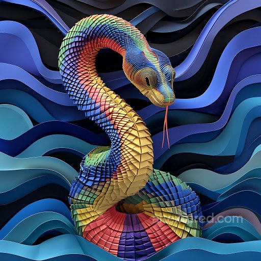 Animal - Seamless 3D PBR Texture of Vibrant Multicolored Cobra Scales with Geometric Patterning texture preview