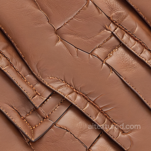 Stitched Brown Leather Texture with Wrinkles and Panels seamless Leather PBR texture
