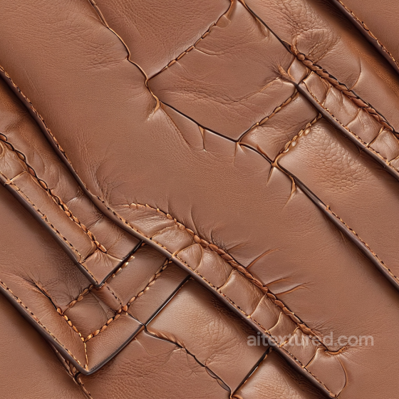 Stitched Brown Leather Texture with Wrinkles and Panels Leather texture preview