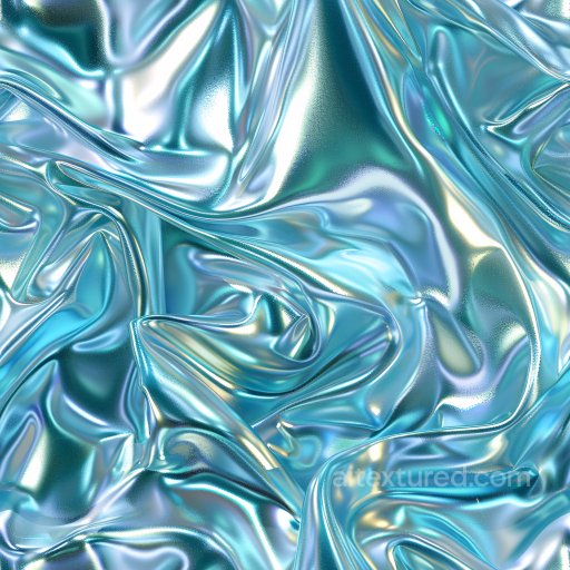 Seamless 3D PBR Texture of Glossy Iridescent Fabric with Fluid Folds texture preview