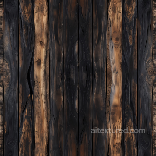 Charred Wood Planks PBR Texture with Rustic Knots and Grain seamless Wood PBR texture