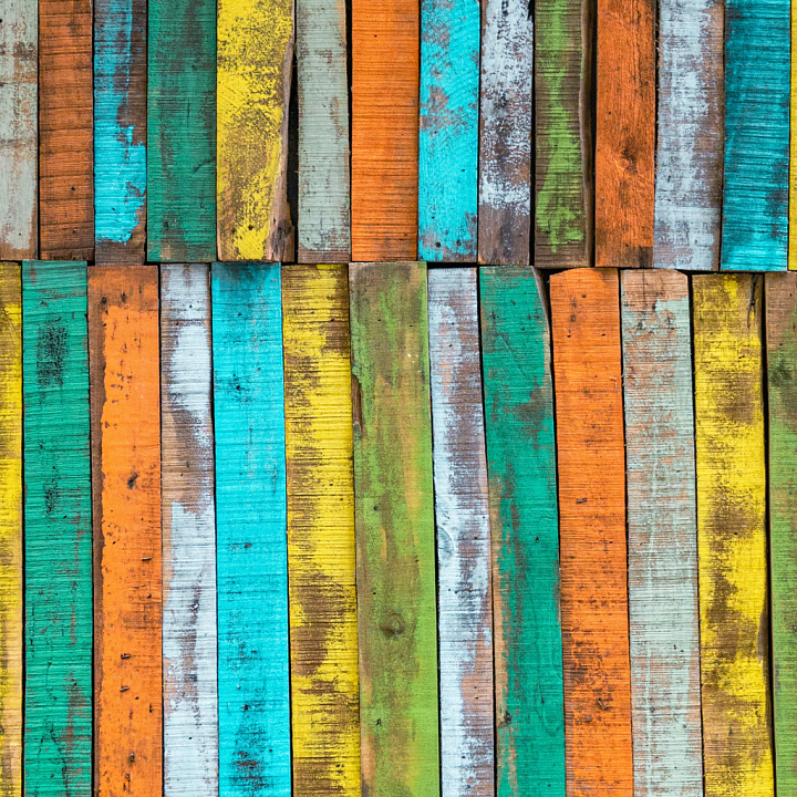Colorful Vintage Painted Wood with Weathered Look seamless PBR texture preview