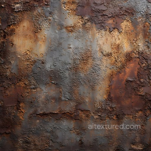 Rusted Metal Cracked and Corroded PBR Texture in Warm Rust and Gray Tones seamless Rust PBR texture