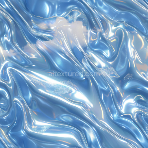 Seamless 3D PBR Texture of Glossy Blue Satin with Wrinkled Drapery Pattern
