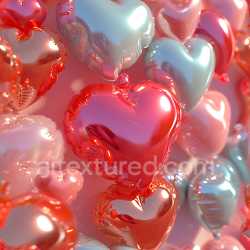seamless Seamless 3D Inflated Heart-Shaped Balloon PBR Texture with Glossy Red and Silver Finish texture 8k free download PBR