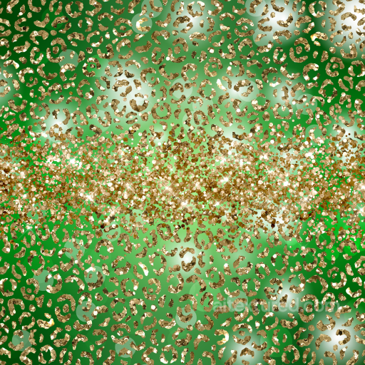 with Gold Glitter Leopard Spots on Green Background seamless St patrick PBR texture