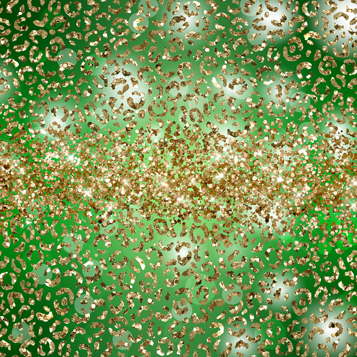 with Gold Glitter Leopard Spots on Green Background seamless PBR texture preview