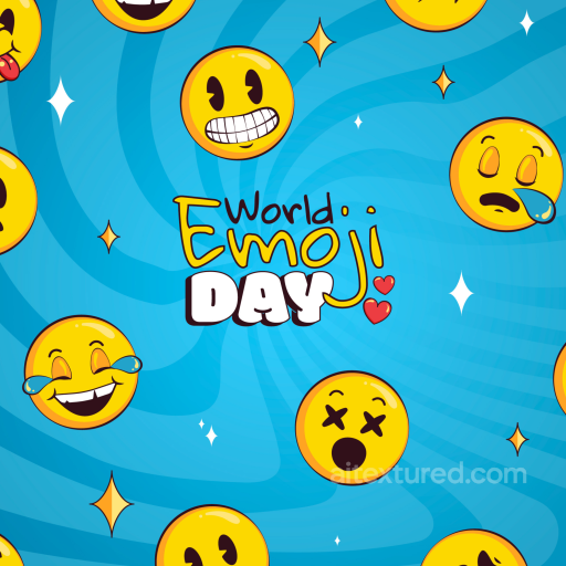 Cartoon Emoji Pattern Texture in Vibrant Blue seamless Happy Face pattern PBR texture
