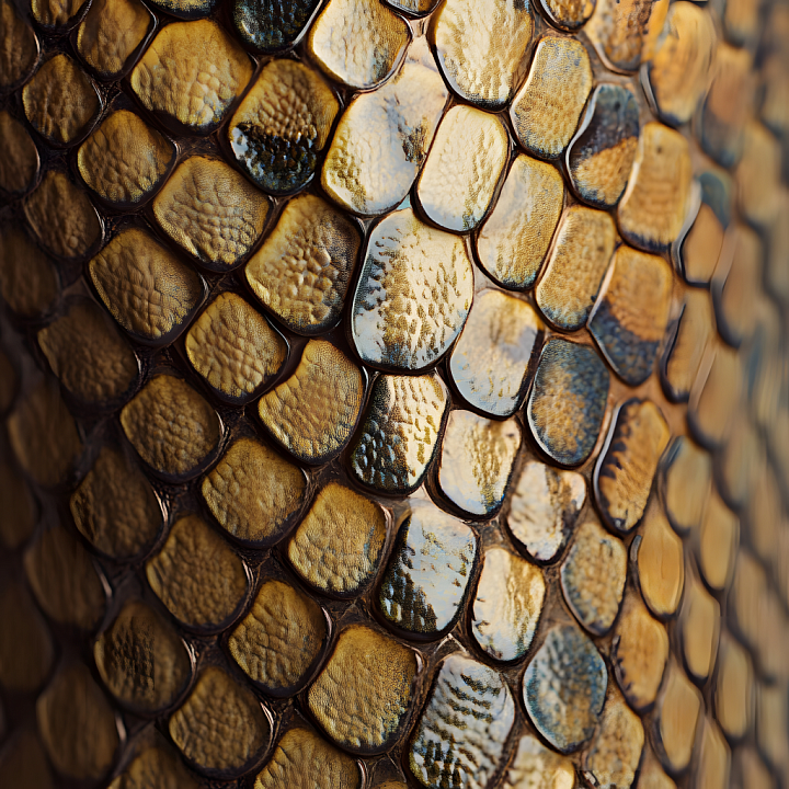 Glossy Reptilian Skin with Detailed Scales and Micro Surface Patterns seamless PBR texture preview