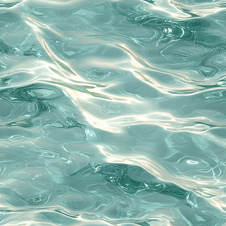 Water with Turquoise Shimmer and Smooth Flowing Ripples seamless PBR texture preview