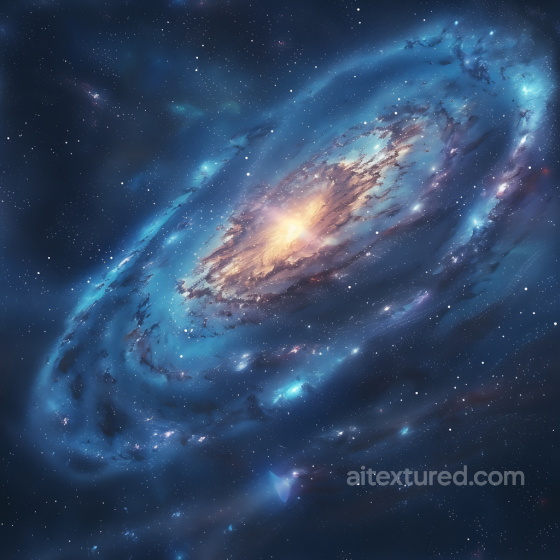 Space PBR Texture Featuring a Bright Core Galaxy with Radiant Blue and Gold Nebula Clouds Star, space, planets texture preview