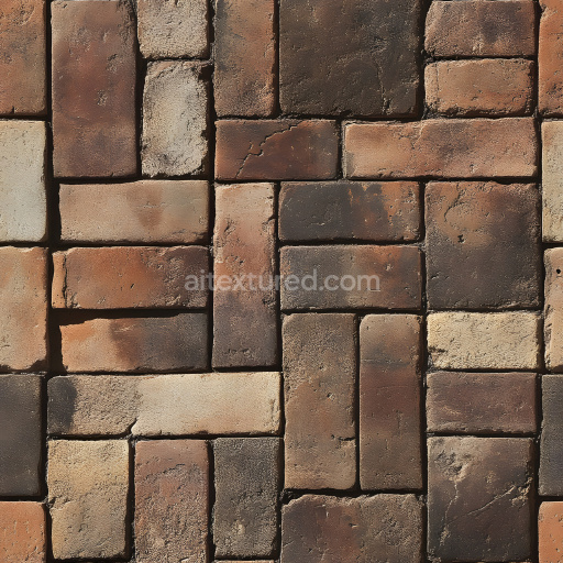 Seamless 3D Cracked Brick Wall PBR Texture with Weathered Earthy Tones
