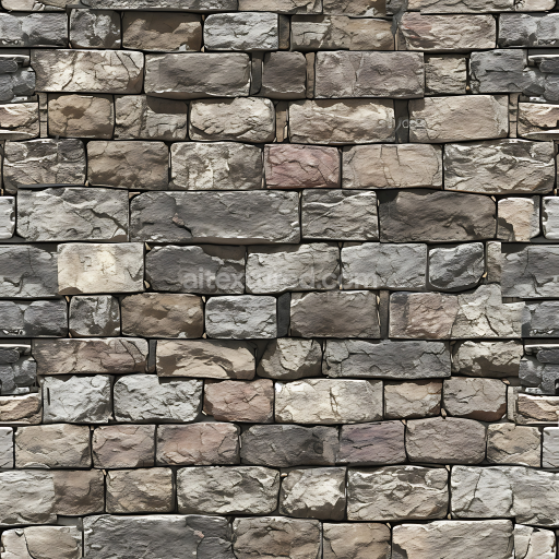 Seamless 3D PBR Texture of Weathered Stone Wall with Rough Blocks