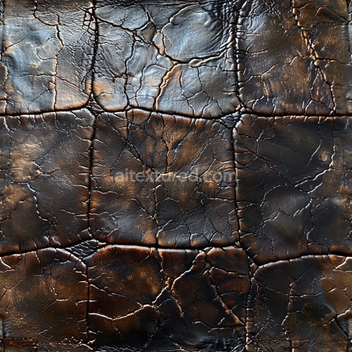 Seamless 3D PBR Texture of Distressed Cracked Vintage Leather in Dark Brown
