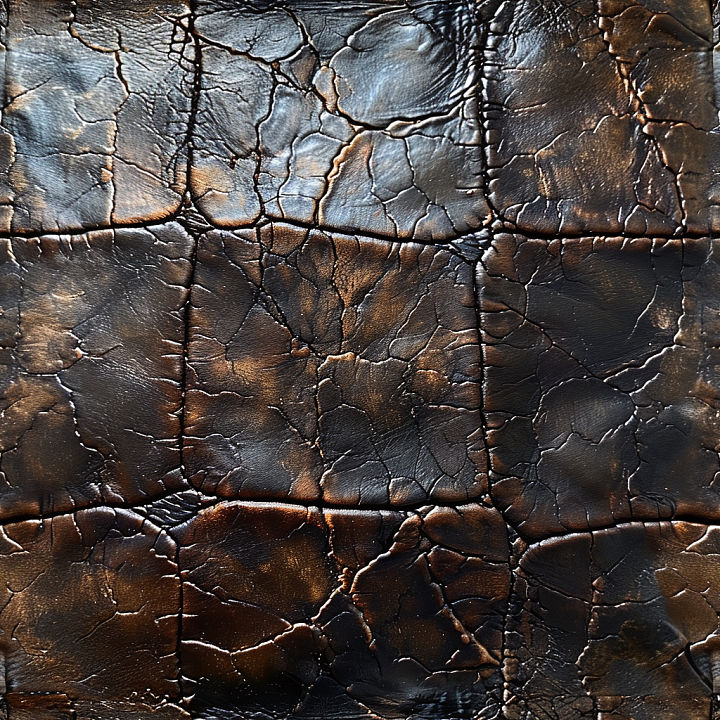 Distressed Cracked Vintage Leather in Dark Brown seamless PBR texture preview