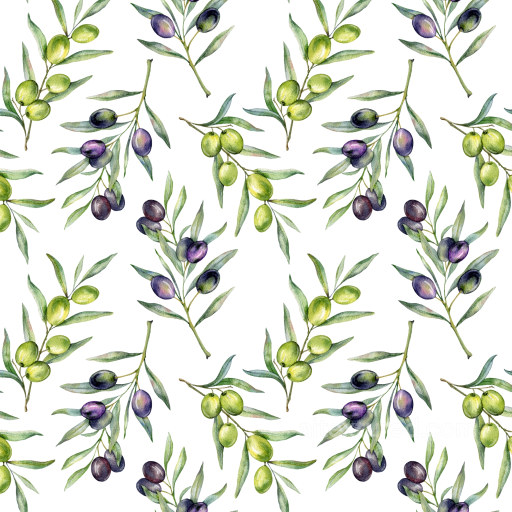 Watercolor Greenery Texture of Watercolor Olive Branches with Green and Purple Olives seamless watercolor greenery  PBR texture
