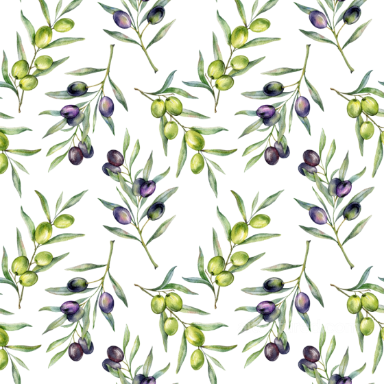 Watercolor Greenery Texture of Watercolor Olive Branches with Green and Purple Olives watercolor greenery texture preview
