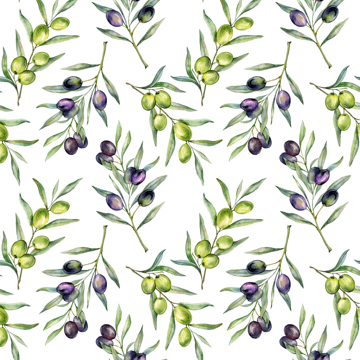 Watercolor Greenery of Watercolor Olive Branches with Green and Purple… seamless PBR texture preview