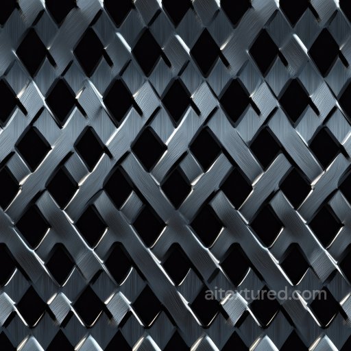 Brushed Steel Lattice Metal PBR Texture with Rhombus Pattern seamless Metal PBR texture