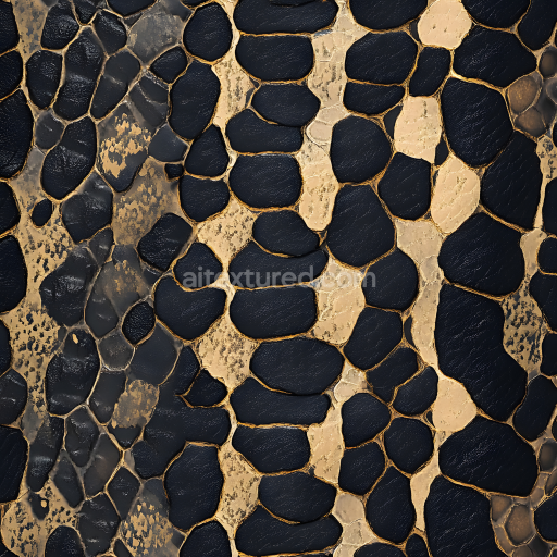 Seamless 3D Skin PBR Texture with Stylized Large Scales and Matte Black-Tan Variation