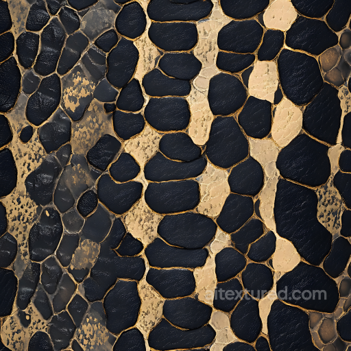 Skin PBR Texture with Stylized Large Scales and Matte Black-Tan Variation seamless Skin PBR texture