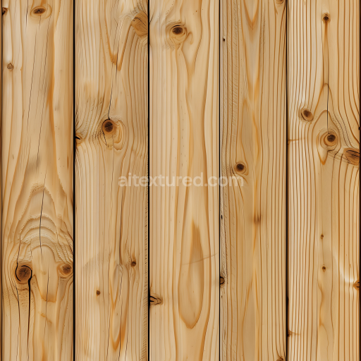 Seamless 3D Pine Wood Planks PBR Texture Featuring Natural Knots and Grain Patterns