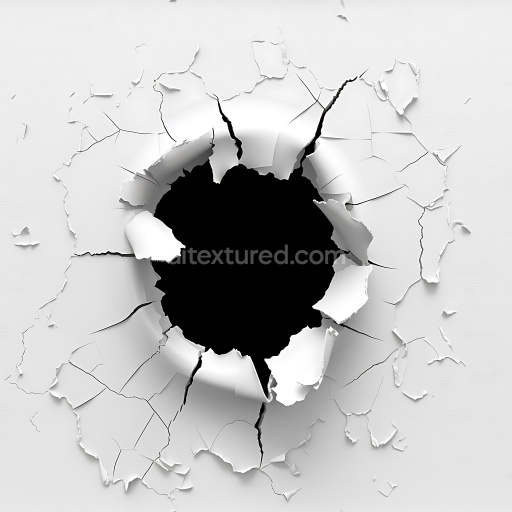 Seamless 3D PBR cracked and hole texture of white broken paint surface