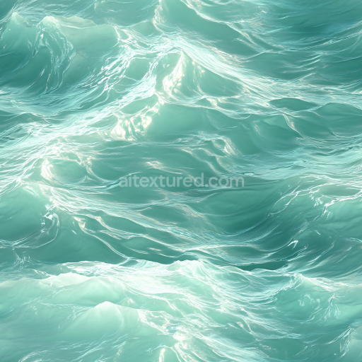 Seamless 3D Water PBR Texture Featuring Realistic Ocean Surface Waves and Light Reflections