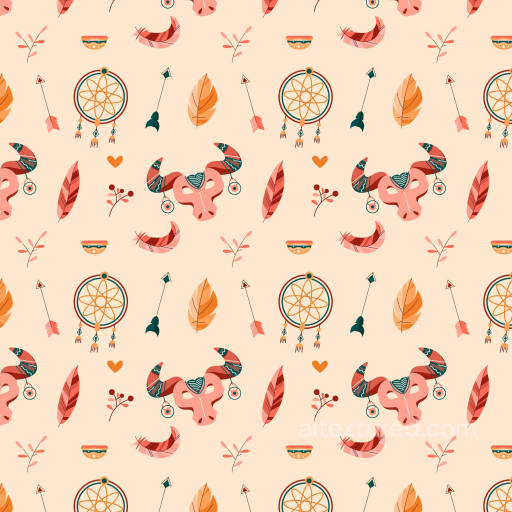 Fabric Texture Featuring Boho Tribal Patterns and Soft Pastel Colors seamless Boho Seamless PBR texture