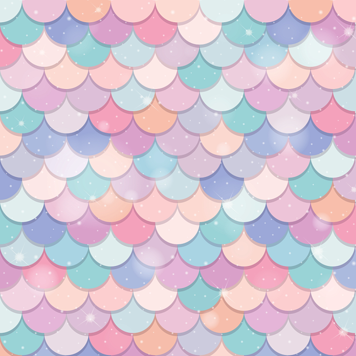Pastel Colored Mermaid Scale Pattern with Sparkles seamless PBR texture preview