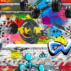 seamless Seamless 3D PBR Graffiti Texture Featuring Bright Spray Paint on Brick Wall texture 8k free download PBR