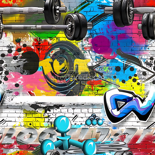 Seamless 3D PBR Graffiti Texture Featuring Bright Spray Paint on Brick Wall