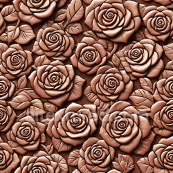 seamless Seamless 3D PBR embossed rose pattern leather texture in warm brown tone texture 8k free download PBR