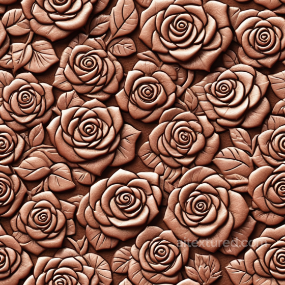Embossed Rose Pattern Leather Texture In Warm Brown Tone Leather texture preview