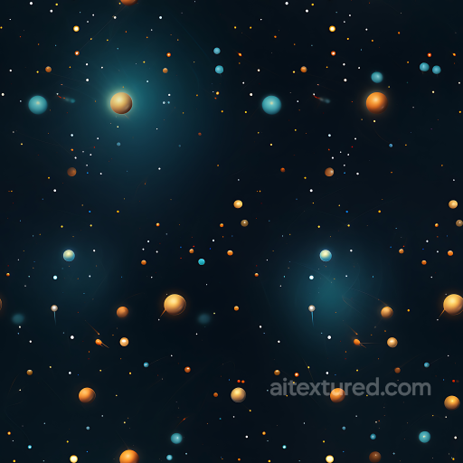 Space PBR Texture Featuring Colorful Starfield and Glowing Cosmic Spheres seamless Star, space, planets PBR texture
